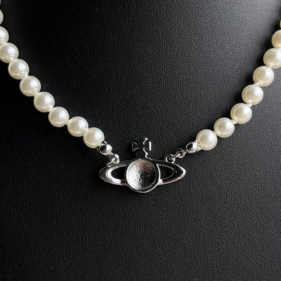 BRAND NEW Vivienne westwood Silver Orb Pearl Choker Necklace - Picture 4 of 5
